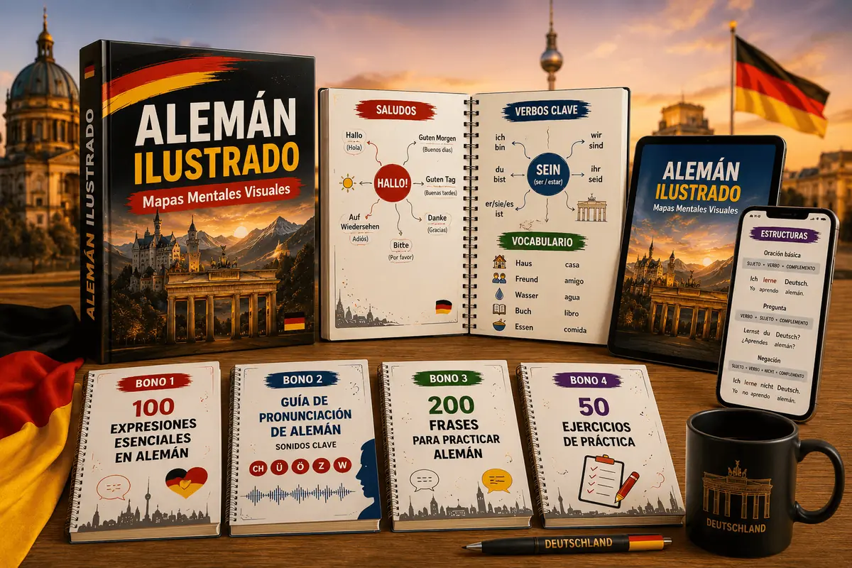 Pack completo Alemán Ilustrado con todos los entregables y bonos